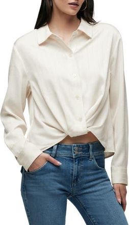 Hudson Knot Front Button-Down Shirt in Crme Stripe at Nordstrom Rack, Size X-Large