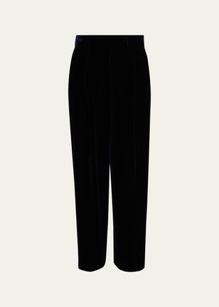 Giorgio Armani Velvet Silk-Blend Pleated Pants