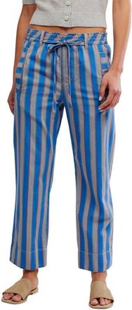 Free People Marielle Stripe Cotton Drawstring Pants in Sapphire Combo at Nordstrom, Size X-Small