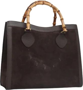 Gucci Pre-owned Tote Bags, female, Brown, Size: ONE SIZE Pre-owned Suede Hand Bag