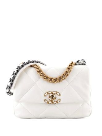 Chanel 19 Flap Bag Quilted Leather Medium crossbody bag - White