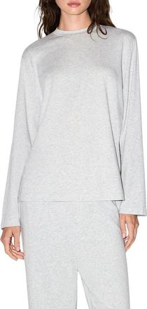 SKIMS Boyfriend Long Sleeve T-Shirt in Light Heather Grey at Nordstrom, Size Xx-Small