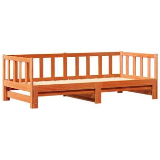 vidaXL Vidaxl - Cama D&iacute;a Con Cama Nido Marr&oacute;n Cera 180x200 Cm Madera Maciza De Pino