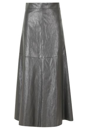 Federica Tosi Anthracite Leather Metal Trim Circle Polyurethane Skirt