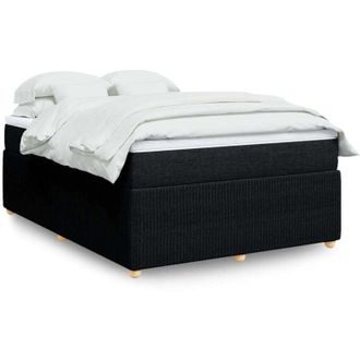 vidaXL Cama Box Spring Con Colch&oacute;n Tela Negro 140x190 Cm Vidaxl