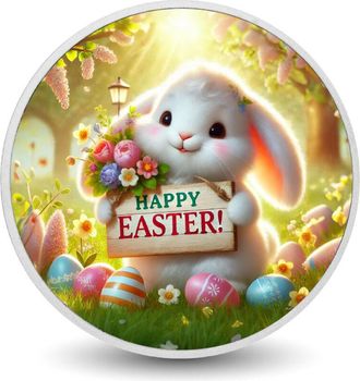 OEM Felices Pascuas: Moneda De Plata De 1 Oz Con Un Saludo Alegre Del Conejito