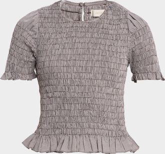 Faithfull The Brand Edda Smocked Gingham Top