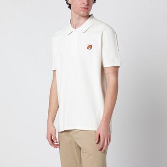 Maison Kitsun&eacute; Beige Fox Head Regular-Fit polo shirt