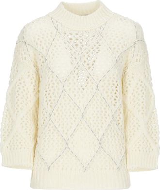 PESERICO Truien & Vesten, Dames, Wit, XS, Trui met ronde hals