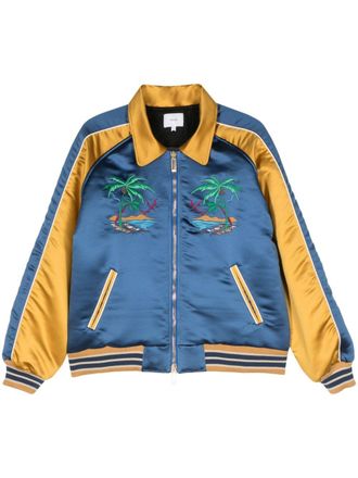 Rhude colour-block bomber jacket - Blue