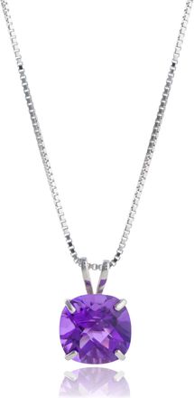 MAX + STONE 925 Sterling Silver or 14k Gold 8mm Cushion Cut Gemstone Pendent Necklace