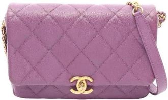 Chanel Pre-owned Matelasse Small Calf Shoulder Bag - Dames - Vintage Schoudertas - Paars - ONE Size - Leer - Vintage