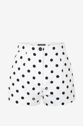 Dolce & Gabbana Baumwollshorts mit hoher Taille und Tupfenprint