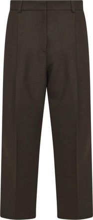 Toteme Geplooide Rechte Broek - Dames - Vrijetijds broeken - Bruin - M - Wol - Broeken