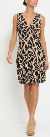 Lascana Womens Wrap Look Dress in Black & Taupe at Nordstrom, Size 12