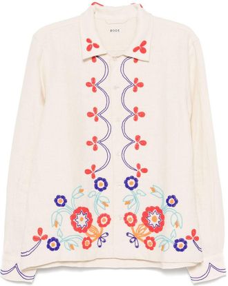 Bode Garden Party Shirt - Mens - Linen/Flax