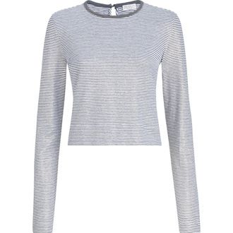 Brunello Cucinelli Striped jersey top with monili in Blue at Nordstrom, Size 3X-Large Eu