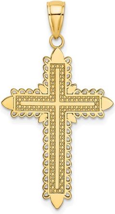 Diamond2Deal 14k Yellow Gold Lace Border Cross Charm Pendant