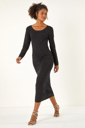 DUSK Hotfix Spot Print A-Line Midi Dress