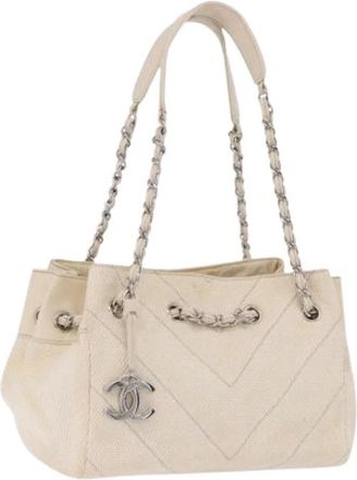 Chanel Pre-owned Vintage Schoudertas - Dames - Vintage Schoudertas - Beige - ONE Size - Leer - Vintage
