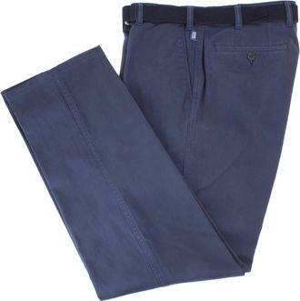 Brühl Mens Montana Pima Stretch Gabardine Autumn Weight Chinos - Blue - W36 L34