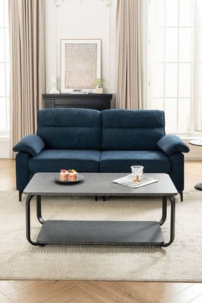 Living and Home 2-Seater Chenille Upholstered Sofa in Blue