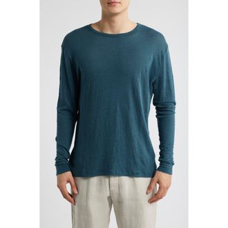 Alex Crane Sun Linen Long Sleeve T-Shirt in Dusk at Nordstrom, Size X-Small