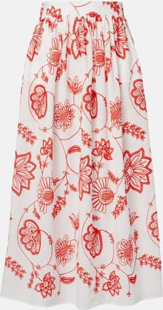 Eres Calie embroidered cotton-blend midi skirt