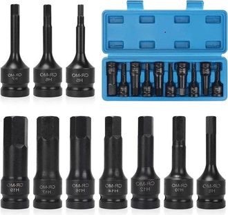 OEM Juego De 10 Llaves De Vaso Hexagonales De 1/2 Pulgada Con Medidas De 5 Mm A 19 Mm
