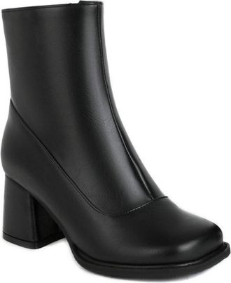 Generic Womens Square Toe Ankle Boots with Side Zipper & Chunky Block Heel for a Stylish Look,Black,7.5 UK