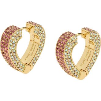 Kurt Geiger Pav&eacute; Heart Huggie Earrings in Pink at Nordstrom Rack