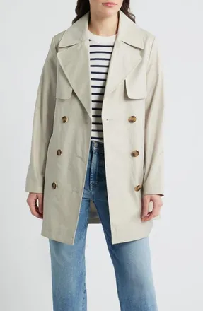 Via Spiga Water Resistant Cotton Blend Trench Coat in Tone Cream at Nordstrom, Size X-Small