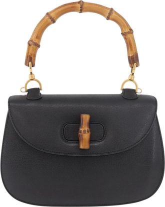 Gucci Bamboo 1947 Top Handle Leather Black Leather Handbag (Pre-Owned)