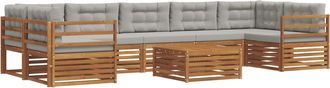 vidaXL Conjunto De Sof&aacute;s De Exterior 8 Uds. Gris Natural Y Claro Vidaxl