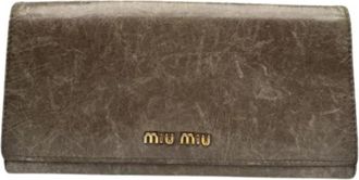 Miu Miu Pre-owned Wallets, female, Gray, Size: ONE SIZE Pre-owned Leather Wallet