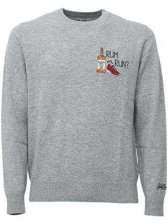 MC2 Saint Barth Heron Embroidered Motif Ribbed Wool-Blend Sweater