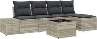 vidaXL Vidaxl - Garden Sofa Set with Cushion with Storage 6 pcs Light Grey