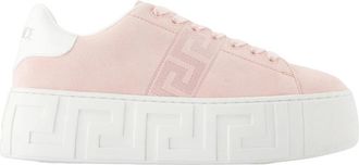 Versace Sneakers, female, Pink, Size: 10 US La Greca Suede Platform Sneakers