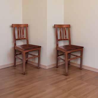 Dmora Dmora - Juego De 2 Sillas De Sal&oacute;n O Cocina, Estilo R&uacute;stico, Madera Maciza De Haya, Cm 44x44.5h89, Color Nogal