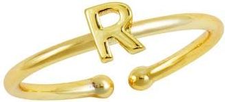 Savvy Cie Jewels 18K Yellow Gold Plated Initial Ring in Gold R at Nordstrom Rack