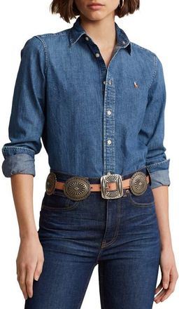 Polo Ralph Lauren Slim Fit Denim Button-Up Shirt in Merced Wash at Nordstrom, Size 00