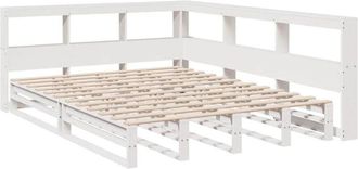 vidaXL Cama Con Estanter&iacute;a Sin Colch&oacute;n Madera Maciza Blanca 160x200 Cm Vidaxl
