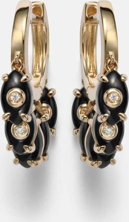 Sydney Evan 14kt gold (585/1000) hoop earrings with onyx and diamonds