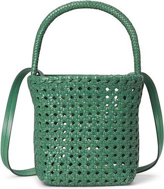 Madewell Micro Caning Bucket Womens Handbags Lagoon Green, Leather