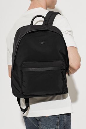 Emporio Armani Backpack With Logo, Mens, Black
