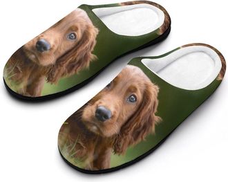 Generic Irish Setter Puppy Cute Funny Mens Cotton Slippers Soft Non-Slip Rubber Sole House Slipper Indoor Outdoor