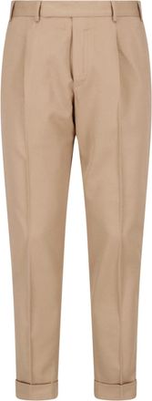Pantaloni Torino Beige Tailored Straight-Leg Virgin Wool-Blend Pants