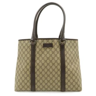 Gucci Beige Dark Brown Gg Supreme Shoulder Bag Tote Bag (Pre-Owned)