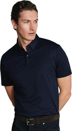 CHARLES TYRWHITT Plain Short Sleeve Jersey Polo in Navy at Nordstrom, Size Xx-Large