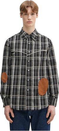 Andersson Bell Overhemden, Heren, Zwart, XL, Katoen, Noah Patch Check Shirt